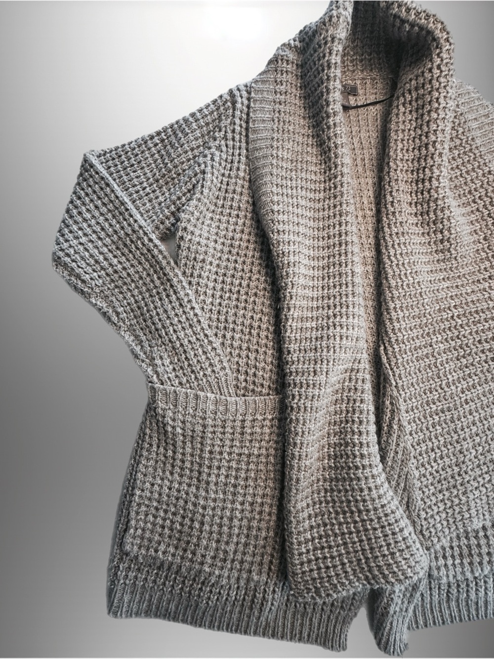 Roots knitted Cardigan |Cozy Light Gray Chunky Knit Cardigan - Picture 6 of 6